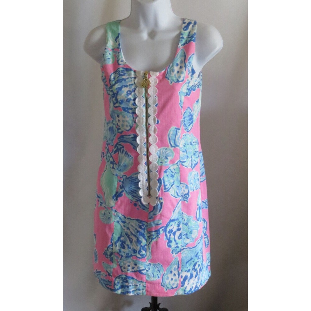 Lilly Pulitzer Dress Extra Small Pink Essie Pout Barefoot Princess Sea Shells 00